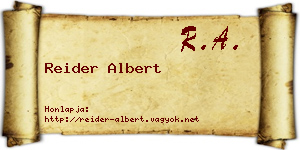 Reider Albert névjegykártya